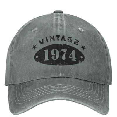 50 let Retro 1974 Lidé Baseballové čepice Zboží Klasický Opotřebovaný Denim Praný Dárek k 50. narozeninám Cestovní klobouk