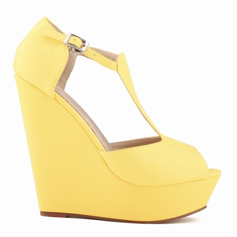

Women Sexy Sandals T-Strap Open Toe Shoes Matte Elegant Wedge Platform Pumps High Heels Shoe 42 жовтий