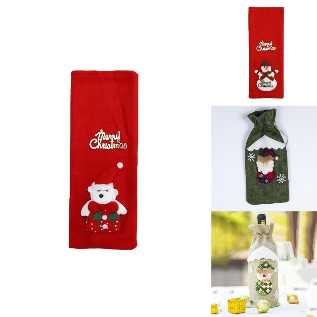 Festive Santa Wine Bottle Bag Cover For Merry Christmas Dinner Party Decor
