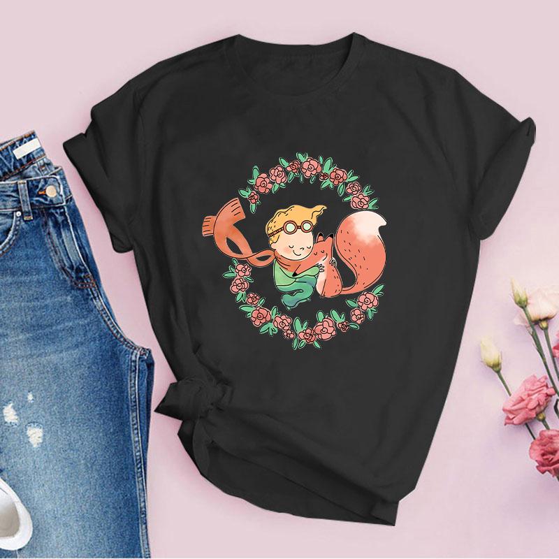 2024 New Arrival Little Prince Printed T Shirt Round Neck Short Sleeve Tshirt Female Harajuku Ladies Tshirts Casual Tee