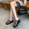 Height-increasing Shoes Women's Shoes Breathable and Perforated Wedge Heel Sandals and Wearing Wedge Slippers