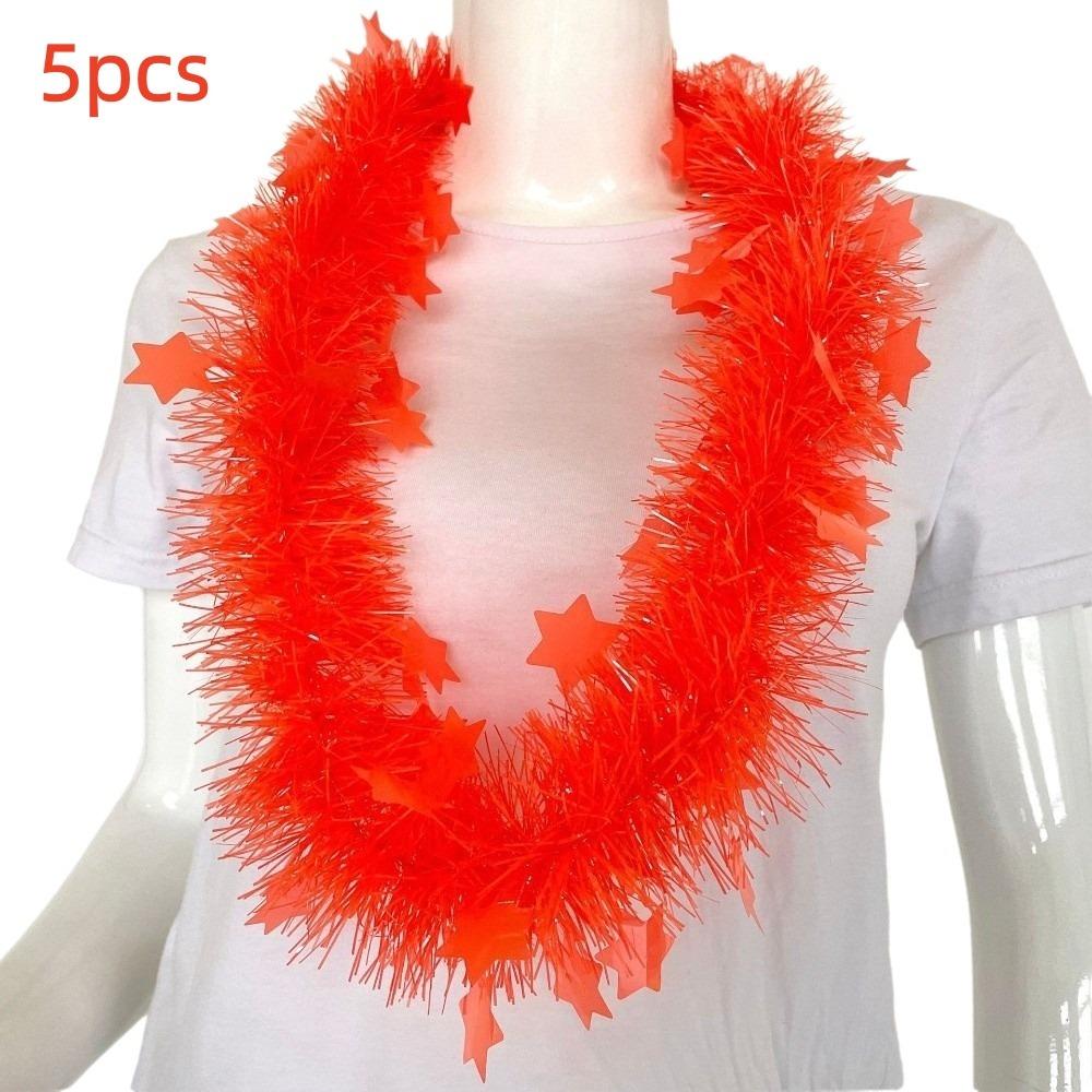 5pcs Glowing Large Fluorescent Garland Necklaces Five Star Lightweight Plastic Garland Birthdays