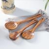 Teak & Acacia Wood Kitchen Utensil Set: Long Handle Spatula & Large Soup Spoon