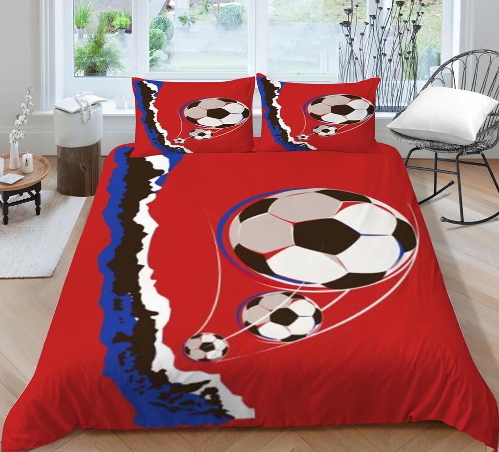 Bedding Set Bedspread Bed Cover Quilt Covers Football Printing Home Bedclothes Luxury Soft Pillowcase Breathable
