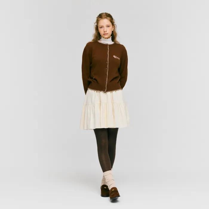 label wool knit socks - oatmeal