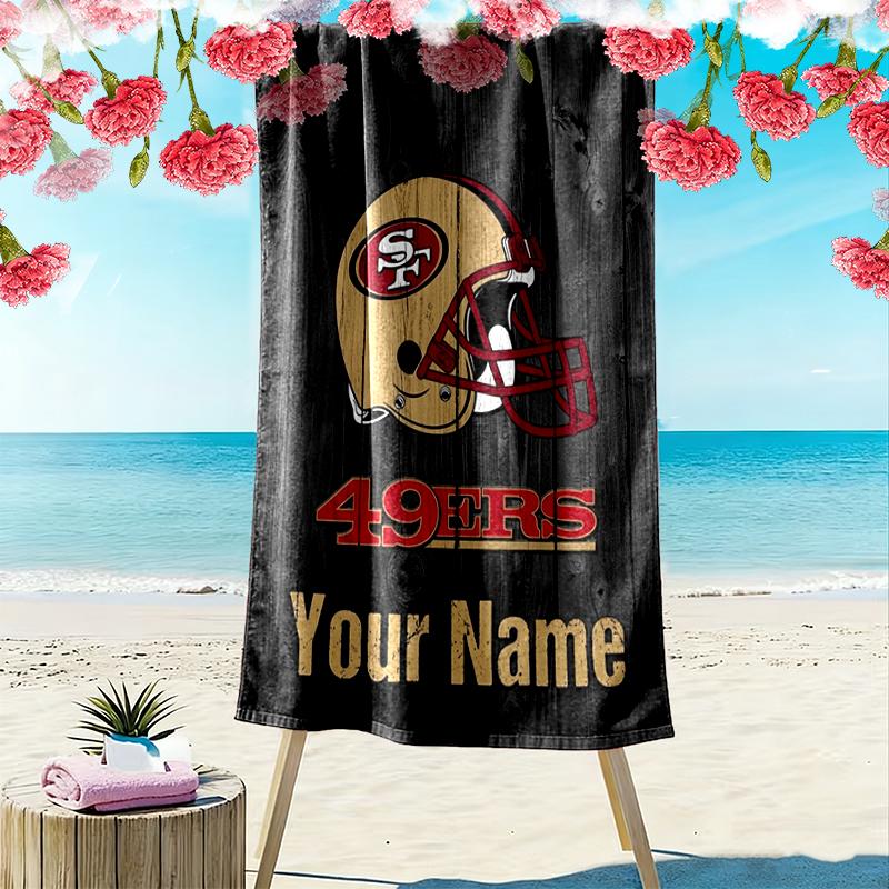 Custom NameSan Francisco 49ers helmet. Beach Towel Soft Microfiber Summer Towel Quick Dry Absorbent Towel for Beach Swimming Pool Travel
