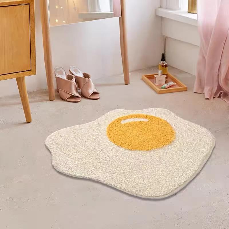 

Vikama Cartoon Poached Egg Carpet Living Room Sofa Coffee Table Carpet Bedside Rugs Absorbent Bathroom Floor Mat Home Decoratora 60X60CM(2X2FT