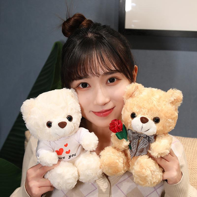 Niedlicher Rosenbär Teddybär Puppe Plüschtier Liebe Umarmung Bär Puppe Geburtstagsgeschenk