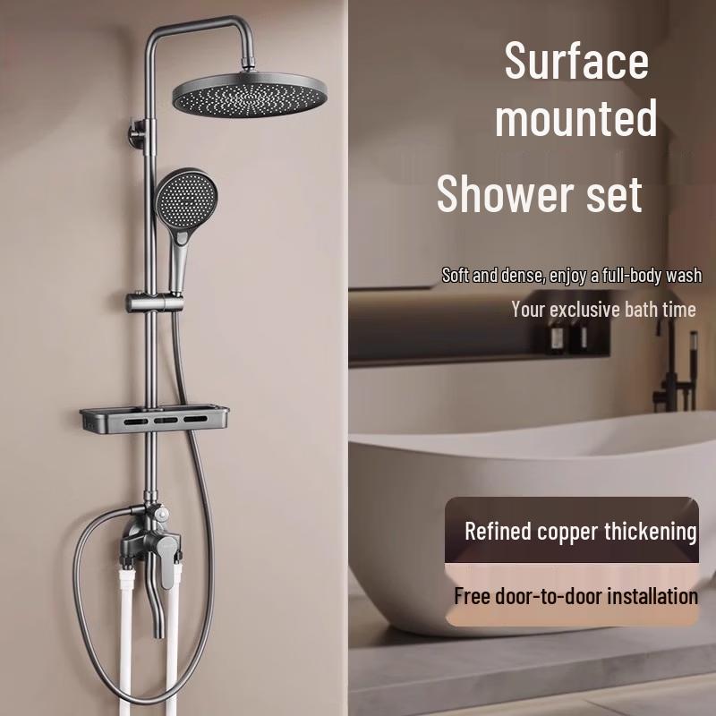 German Style Wall-Mounted Brass Shower Faucet Set