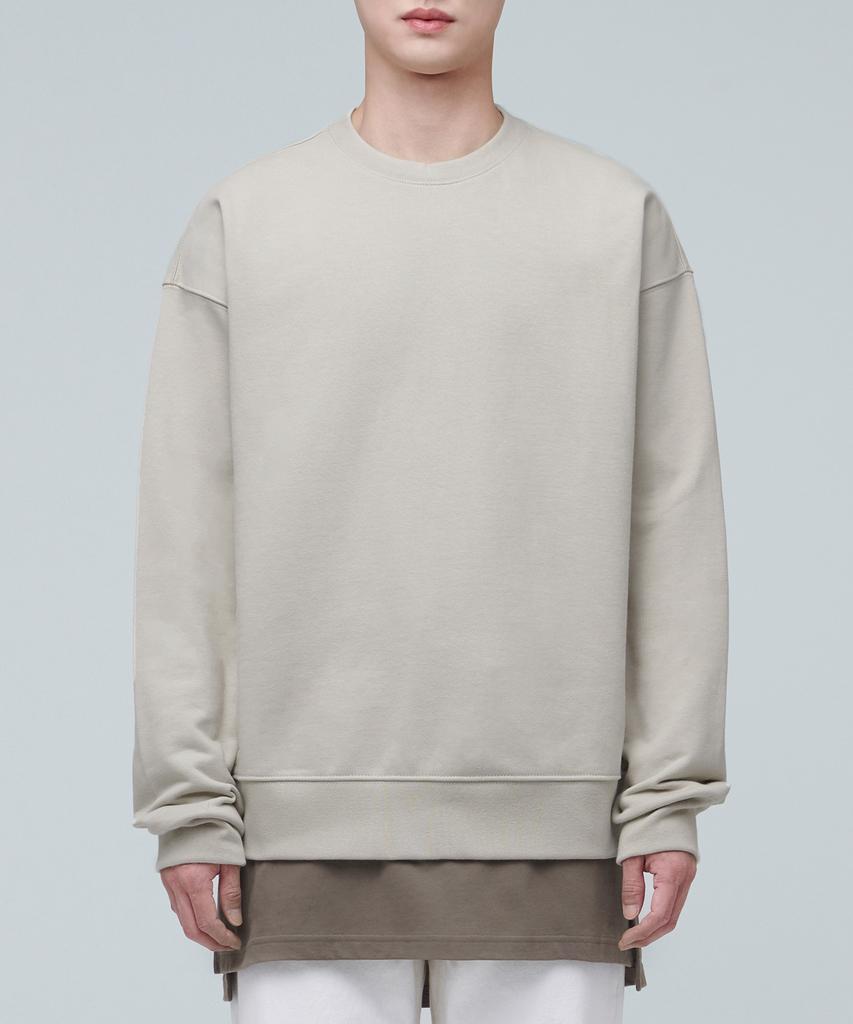 MUSINSA STANDARD Layered Crew Neck Long Sleeve T-Shirt_Long Length [Cocoa]