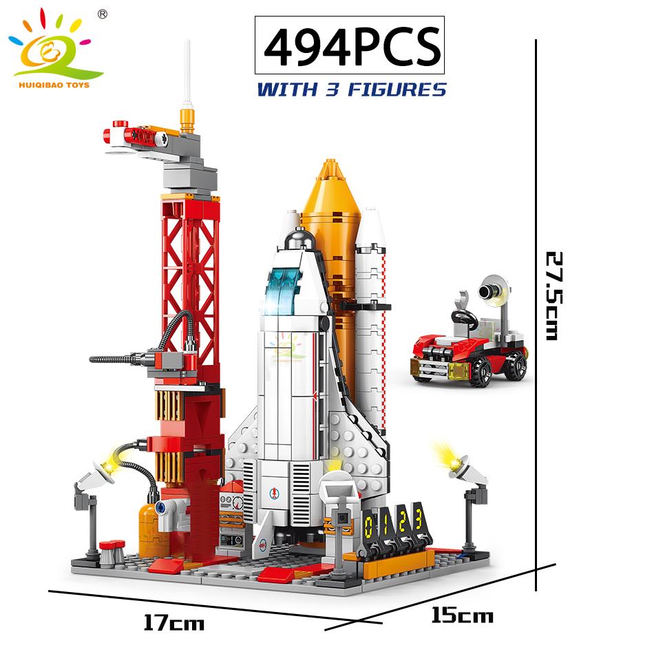 Non-Toxic Space Aviation Manned Rocket Building Blocks With Astronaut Figure City Aerospace Model Bricks Children Toys For Kids