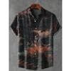 Deep Sea Octopus Art Print Lapel Casual Hawaiian Shirt Printed Style Short Sleeve Casual Shirt Men's