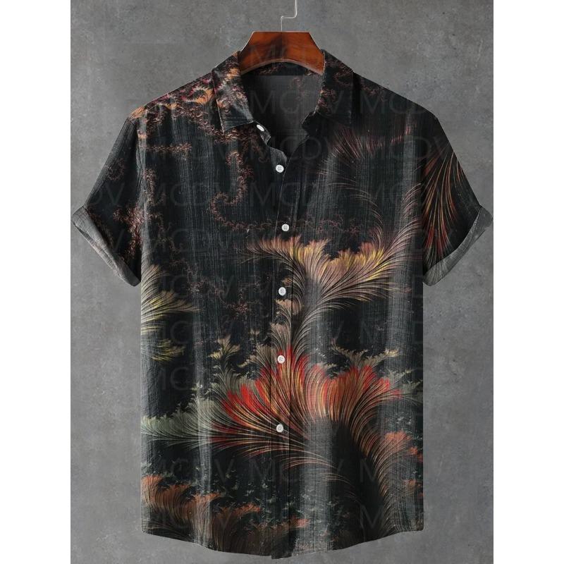Deep Sea Octopus Art Print Lapel Casual Hawaiian Shirt Printed Style Short Sleeve Casual Shirt Men's