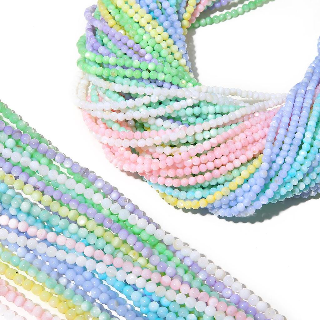 3mm Natur Süßwasser Shell Runde Perlen für Schmuck Machen DIY Armband Necalace Telefon Kette