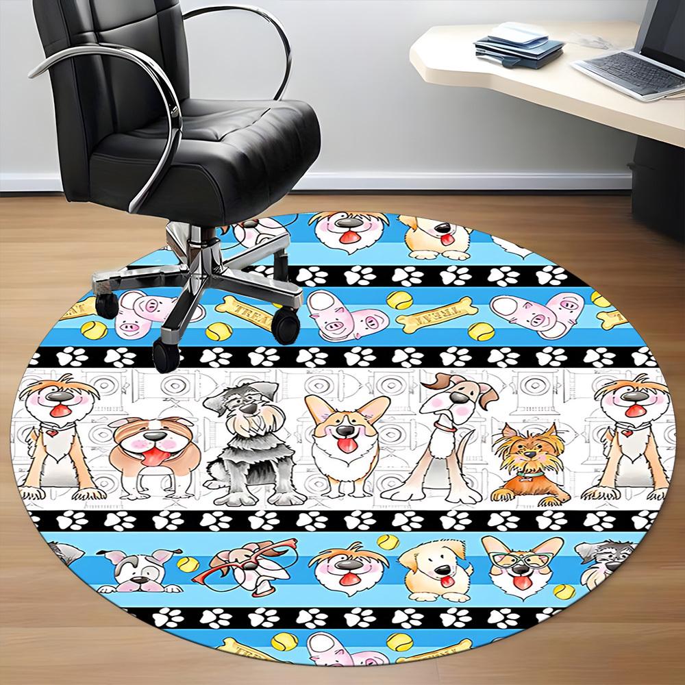 1pc Dogs Paw Prints Office Round Rug, Non-slip, Soft and Durable Office Rug for Interior Decoration, Perfect for Office, Beautiful Decoration Yy260323