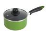 Pearl Metal Waco Trading 16cm Saucepan with Glass Lid, Non-stick Coating, IH Compatible, Green, New Four HB-8596