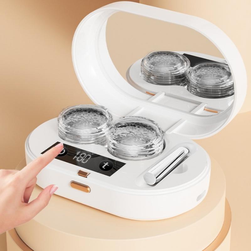 Electric With 3 Timing Modes Contact Lens Cleaner Ultrasonic Contact Lens Cleaner 360Degree High-Frequency Vibration For Home Travel