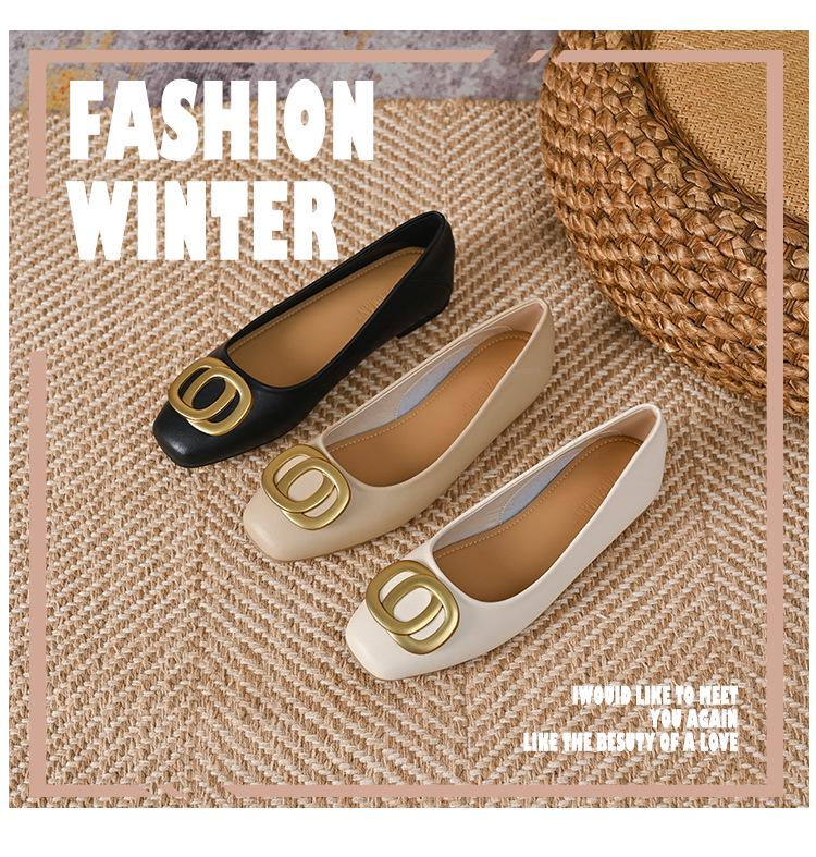 Women's Square Toe Soft Leather Flats - Spring 2025 Professional Work Shoes with Flat Heels, Genuine Leather