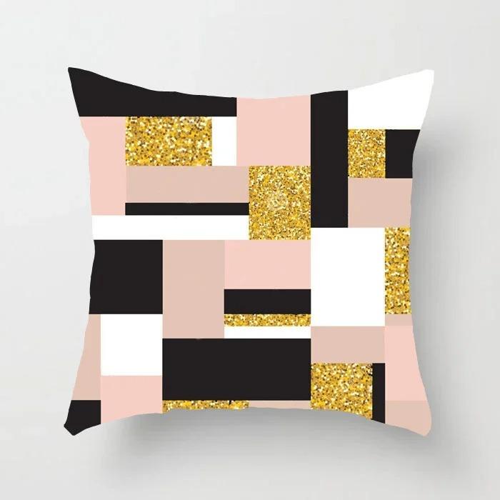 

Geometric Home Decor Pillowcase Collection Pink Feather Plant Pillowcase Sofa Cushion 16x16Inch