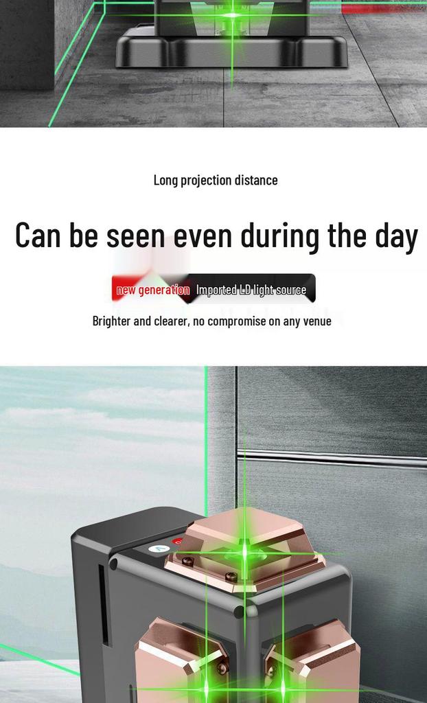 12-Line High-Precision Laser Level with Infrared for Indoor/Outdoor Use