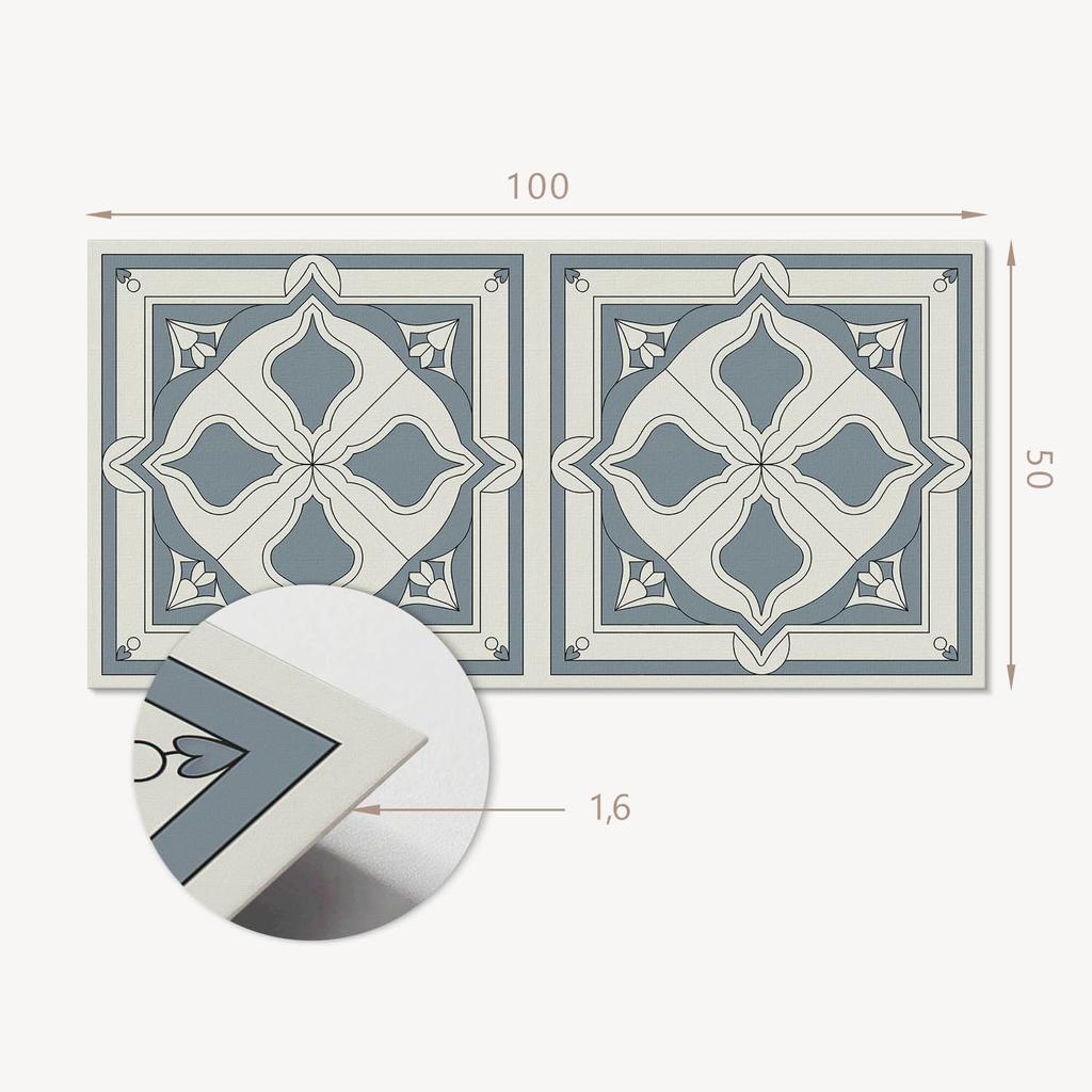 Aesthetic Vinyl Wall Covering with Print 100x50 cm Floral Pattern on Tiles