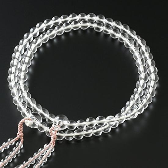 Kyoto Butsudan Hayashi Buddhist Prayer Beads for Eight Sects (Universal), Genuine Crystal Two-Color Tassel (Ash Cherry Blossom, White) (Women's),