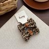Autumn Retro Sweet Pink Coffee Leopard Pattern Bow Rabbit Hairpin Hair Ring Temperament Baby Tie Ball Head Flower Girl