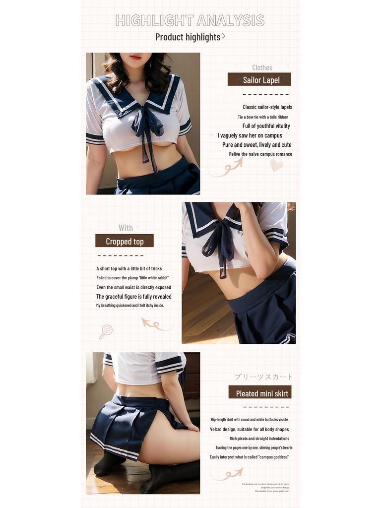 Feimu Sexy Sailor Miniskirt Uniform Lingerie, Plus Size, 20-Pack