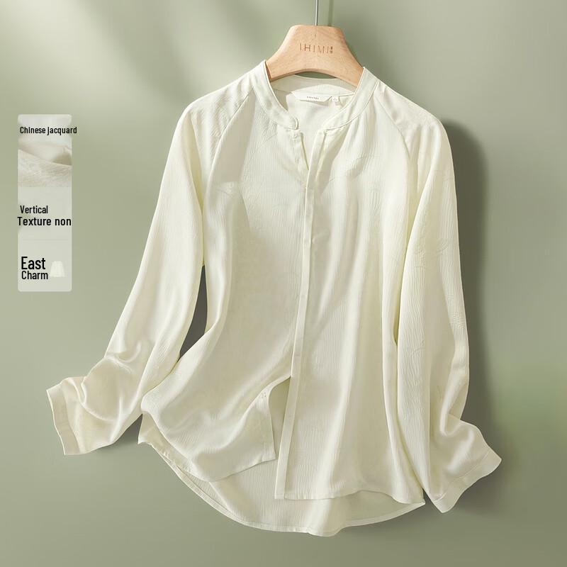 IHIMI Women s New Chinese Style Textured Raglan Sleeve Shirt L грязно-белый