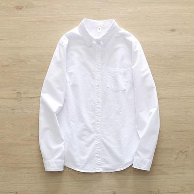 Künstlerisches Frisches Vertikalgestreiftes Lockeres Baumwoll-Oxford-Spinnerei Pendlerhemd Damen Langarm Unterhemd Blusen & Hemden