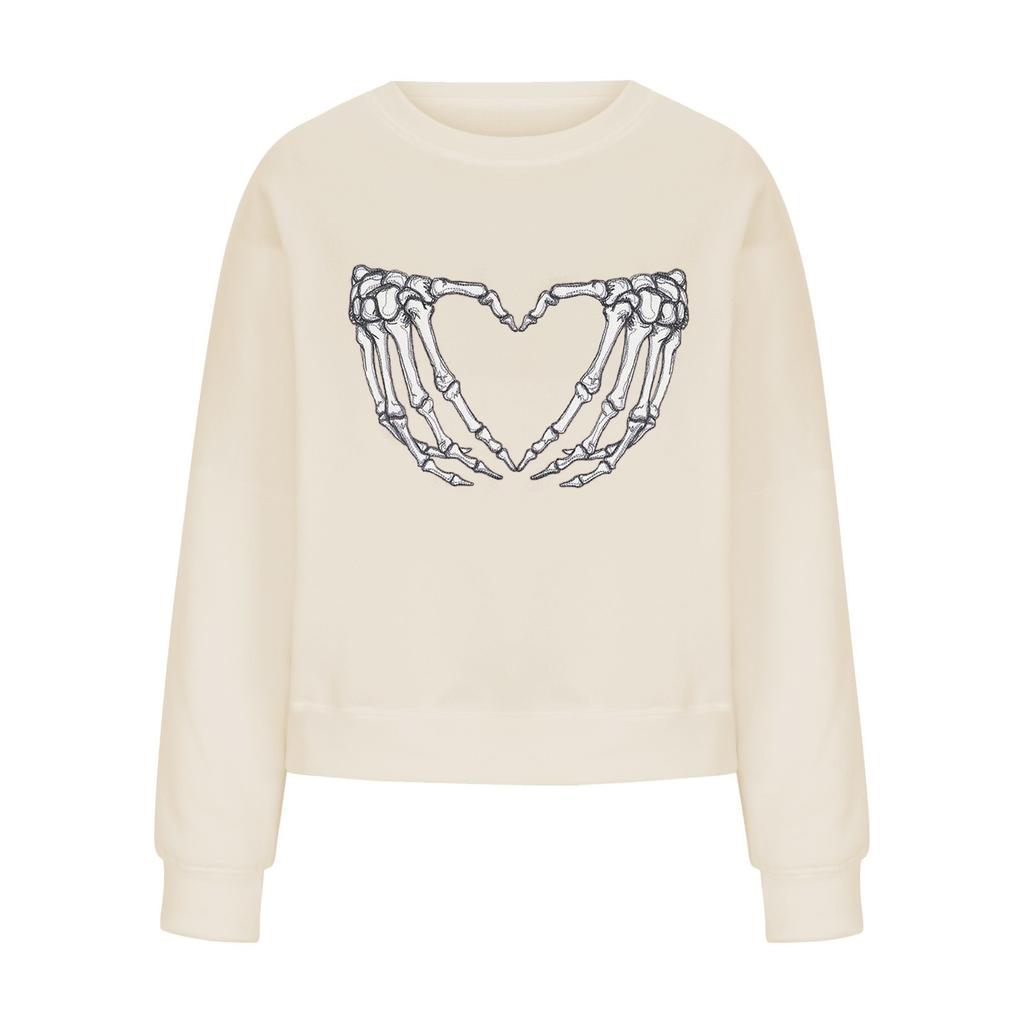 Women's Casual Fashion 2022 Halloween Print Long Sleeve O-Neck Pullover Top