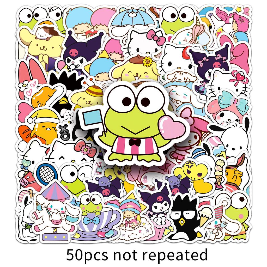 Sanrio Mixed Stickers: 50 Cute Japanese Manga Character Stickers for Car, Phone, and Planner