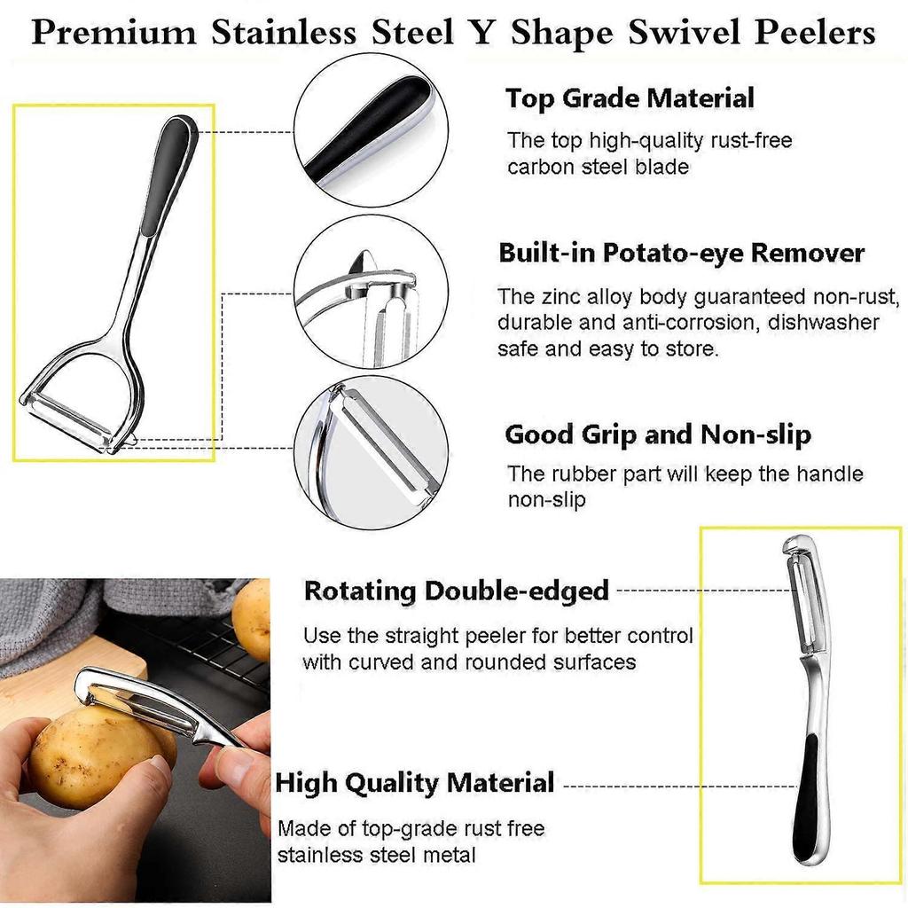 Potato Vegetable Peeler for Kitchen - Premium Stainless Steel Y Shape Swivel Peelers for Potato, Carrot, Fruit