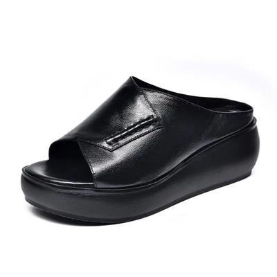 2025 New Thick-soled Fish Mouth Slippers Women's Fashion Outer Wear Muffin One-word Drag Lazy Shoes Internet Celebrity Cool Slippers Women