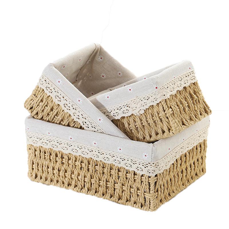 Rattan Woven Storage Basket for Cosmetics, Keys, Snacks, and Coffee Table Clutter - Perfect for Living Room or Entryway.
