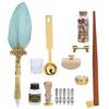 Feather Pen Wax Set Quill Dip Writing Ink Stamp Kit Vintage Student Stationery Gift BoxSP225043 Pearl Green Black