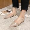 Crystal Shoes Sequins Low Heels Women's Pointed Flat Bottom Celebrity Silver Maternity Bride Wedding Shoes