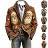 Heren Corduroy Business Casual Kerstprint Sportjas voor Feestdagen