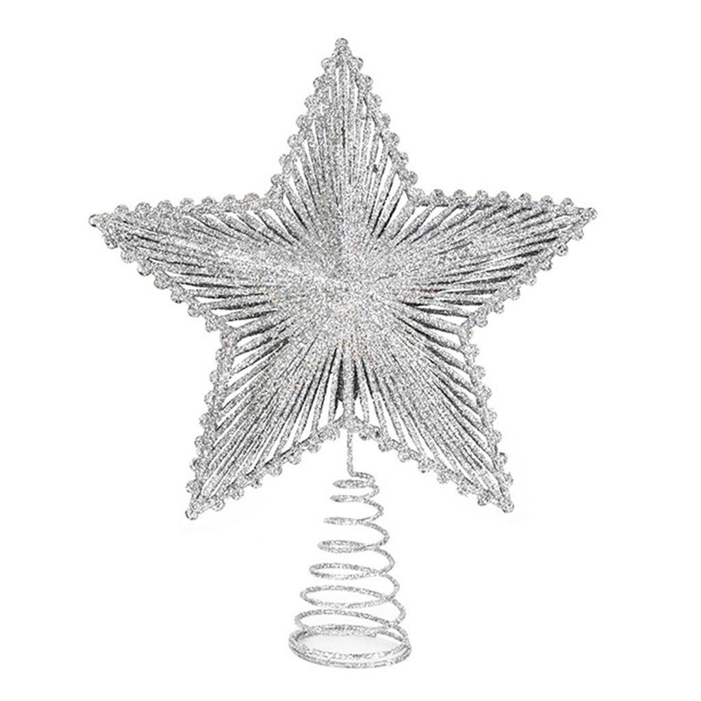 Glitter Xmas Tree Topper Star Decoration Five-Pointed Star Festive Ambiances Personalized Christmas Party Decor Display