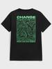 Change Never Look Back Street Graphic Mens Cotton O-Neck T-Shirt Summer Loose Oversize Clothing Breathable Brand T-Shirts
