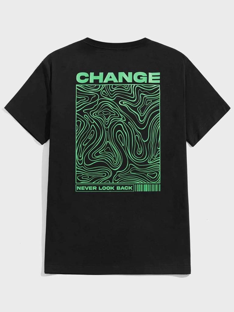 Change Never Look Back Street Graphic Mens Cotton O-Neck T-Shirt Summer Loose Oversize Clothing Breathable Brand T-Shirts