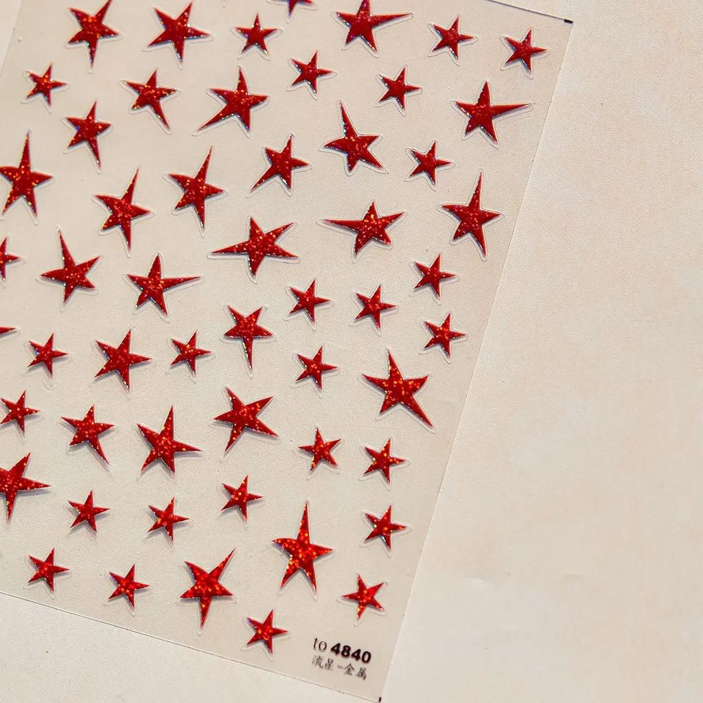 Gold Silver Love Star Moon Geometric Lines Necklace Stamping Retro Soft Self Adhesive Nail Art Sticker Manicure Decal