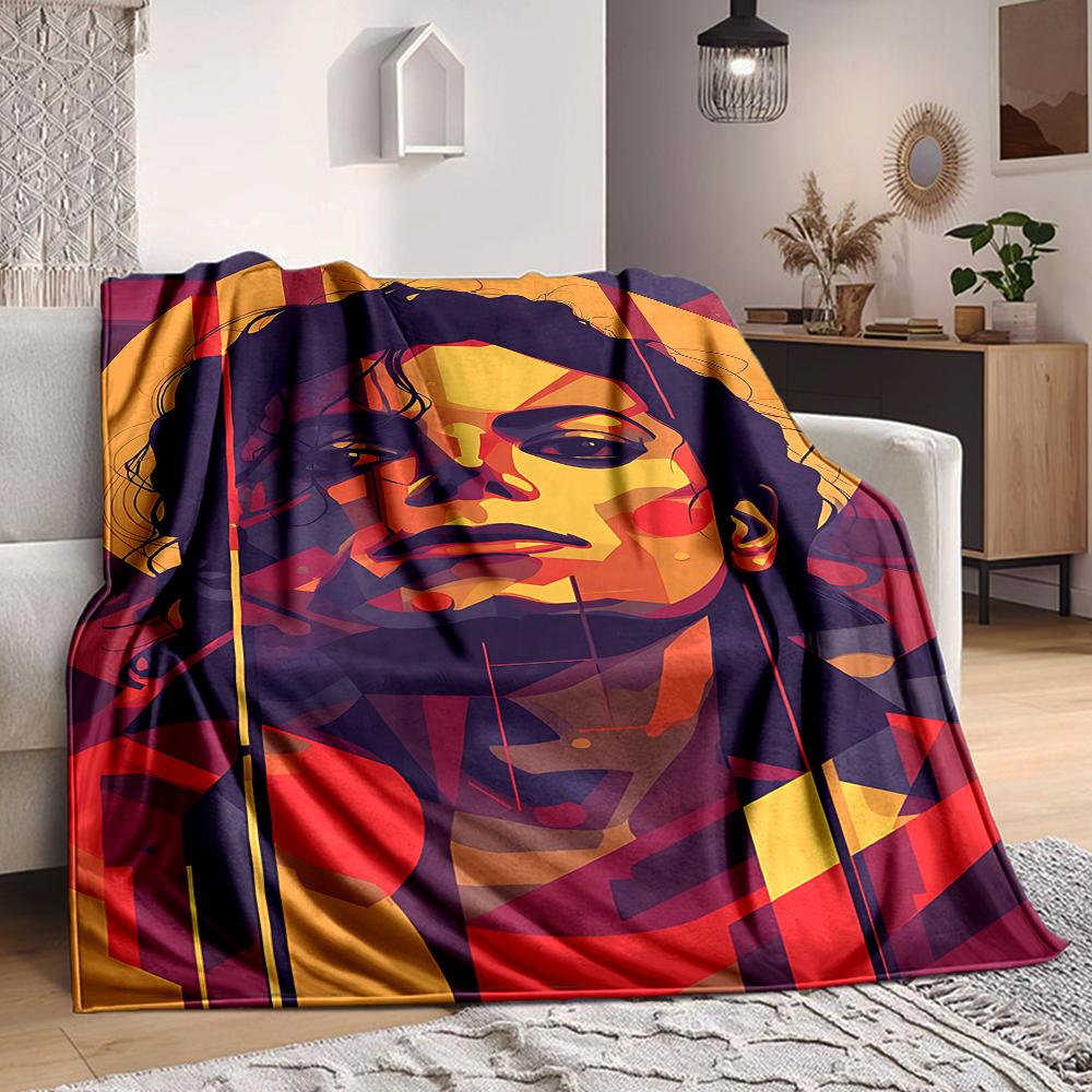 1Pc Abstract Pop Art Portrait Flannel Blanket, Soft And Comfortable, Casual Warm, Camping Travel, Christmas, Halloween Xmas Gift L1223