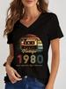 Vintage 1984 Limited Edition Shirt Graphic Print Tshirts Unisex Short Sleeve V Neck Top Tees Funny Radio Years Unisex Tshirt
