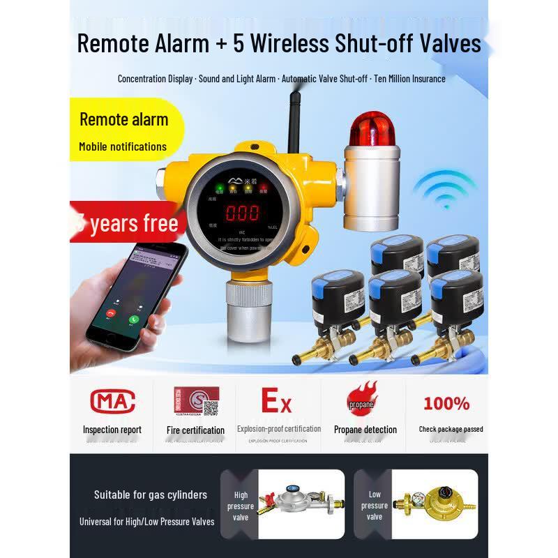 MDNG Wireless LPG Leak Detector with Automatic Shut-off Valve CN plug (adapter included)