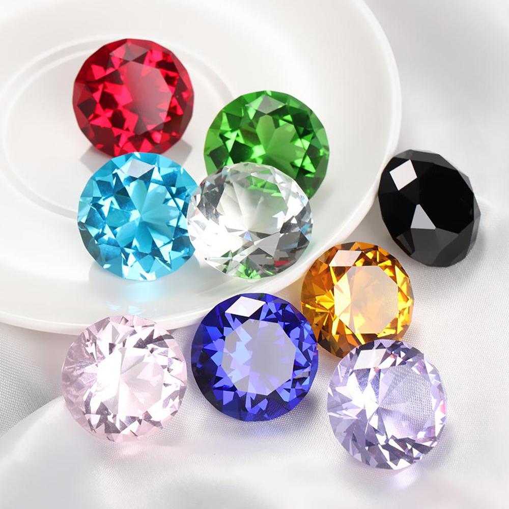 2 Stück 30mm Farben geschliffenes Glas Kristall Diamantförmig Briefbeschwerer Dekor Edelstein DIY Schmuck Handwerk Hochzeits- Weihnachten Schmuckstück Geschenke