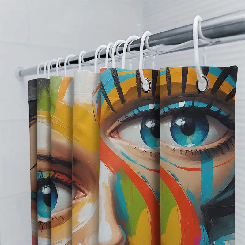 Colorful Eye Design Shower Curtain Modern Artistic Print For Bathroom Decor Water-Resistant Fabric Perfect Gift Ideas #128456739