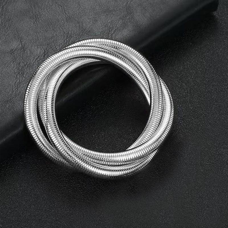 Gold Elastic Snake Bone Wide Bracelet Women'S Light Luxury Niche Exaggerated Silver Metal Stacked Bracelet Bracelet Bracelet