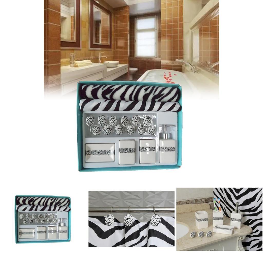 Modernes geometrisches Badezimmer-Set aus Polyester mit Duschvorhang und rutschfester Matte für den Heimgebrauch