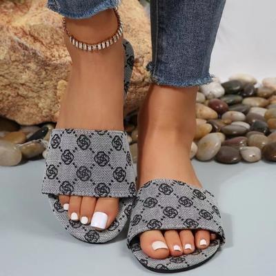 Women Slippers 2024 New Summer Flat Sandals Peep Toe Ladies Casual Female Beach Slippers